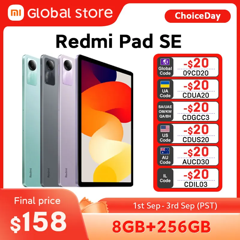 

Global Version Xiaomi Redmi Pad SE 128GB / 256GB Snapdragon® 680 Mi Tablet Quad speakers Dolby Atmos® 90Hz 11" Display 8000mAh