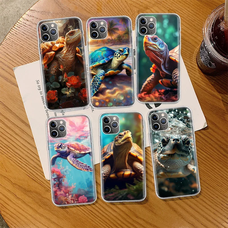 Marine Organisms, Sea Turtles, And Animals Phone Case For Iphone 14 13 15 16 Pro Max Plus Apple 11 12 Mini X XS Max XR Clear Cov