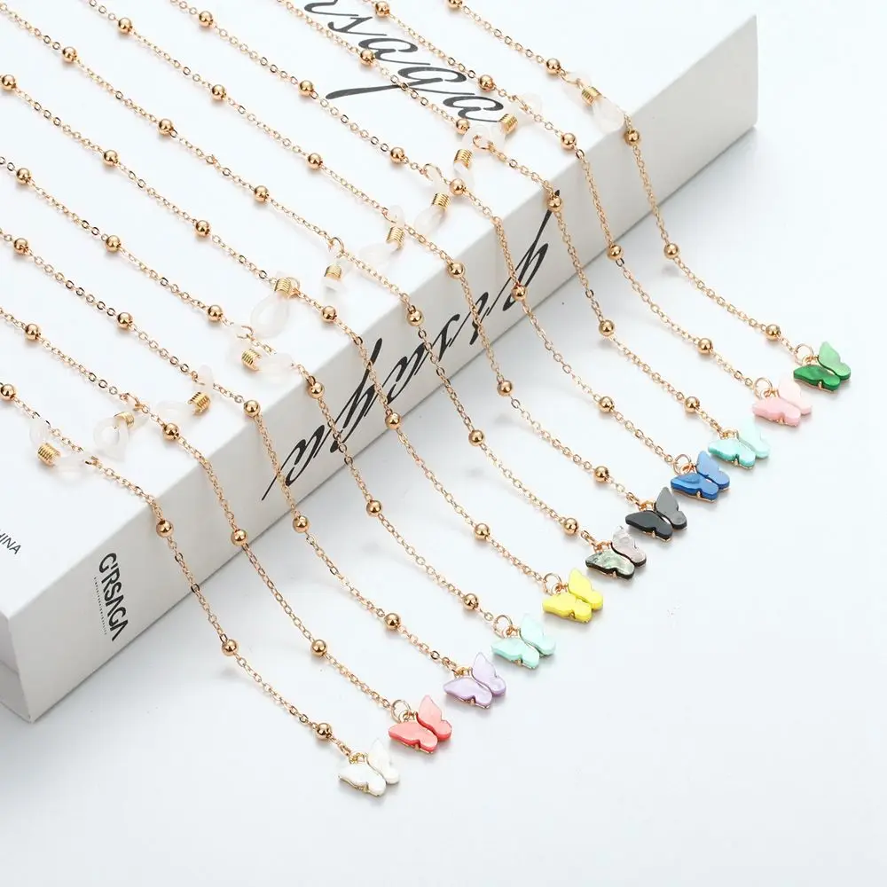 

Temperament Simple Eyewear Anti-lost Non-slip Alloy Metal Glasses Chains Butterfly Mask Hanging Rope Neck Strap