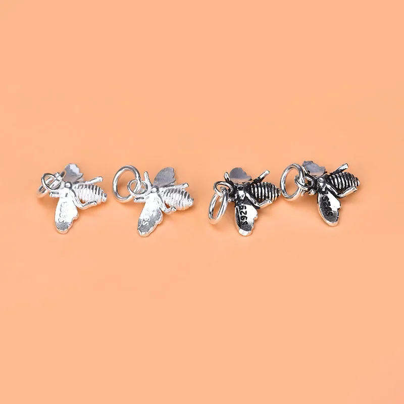 925 sterling silver Vintage Bee Pendant Handmade DIY necklace bracelet accessory view 4