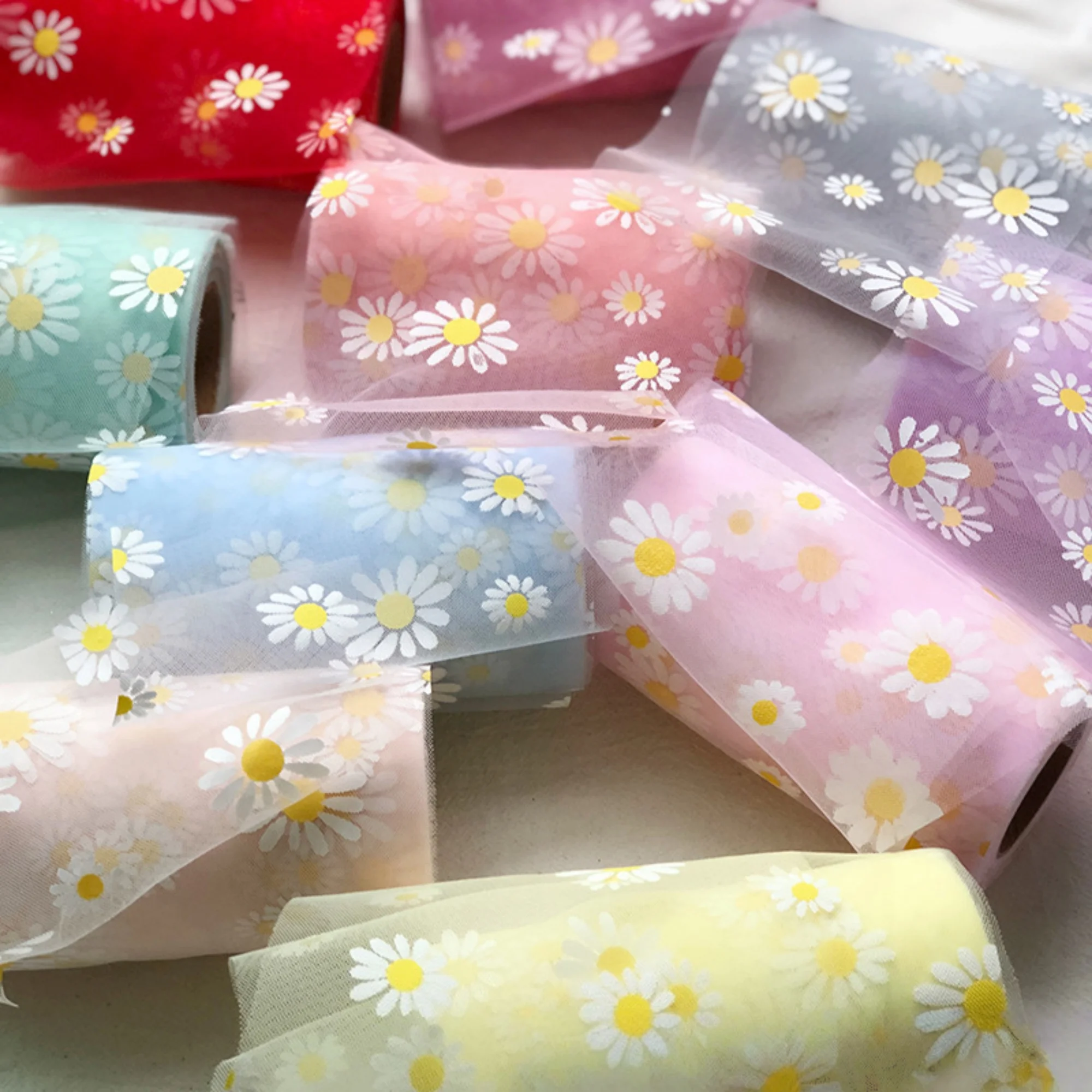 

25 yards 10 colors Width 2.36'' mesh lace trim,Daisy lace ribbon,mesh ribbon for Handmade bow,child Hair Accessories