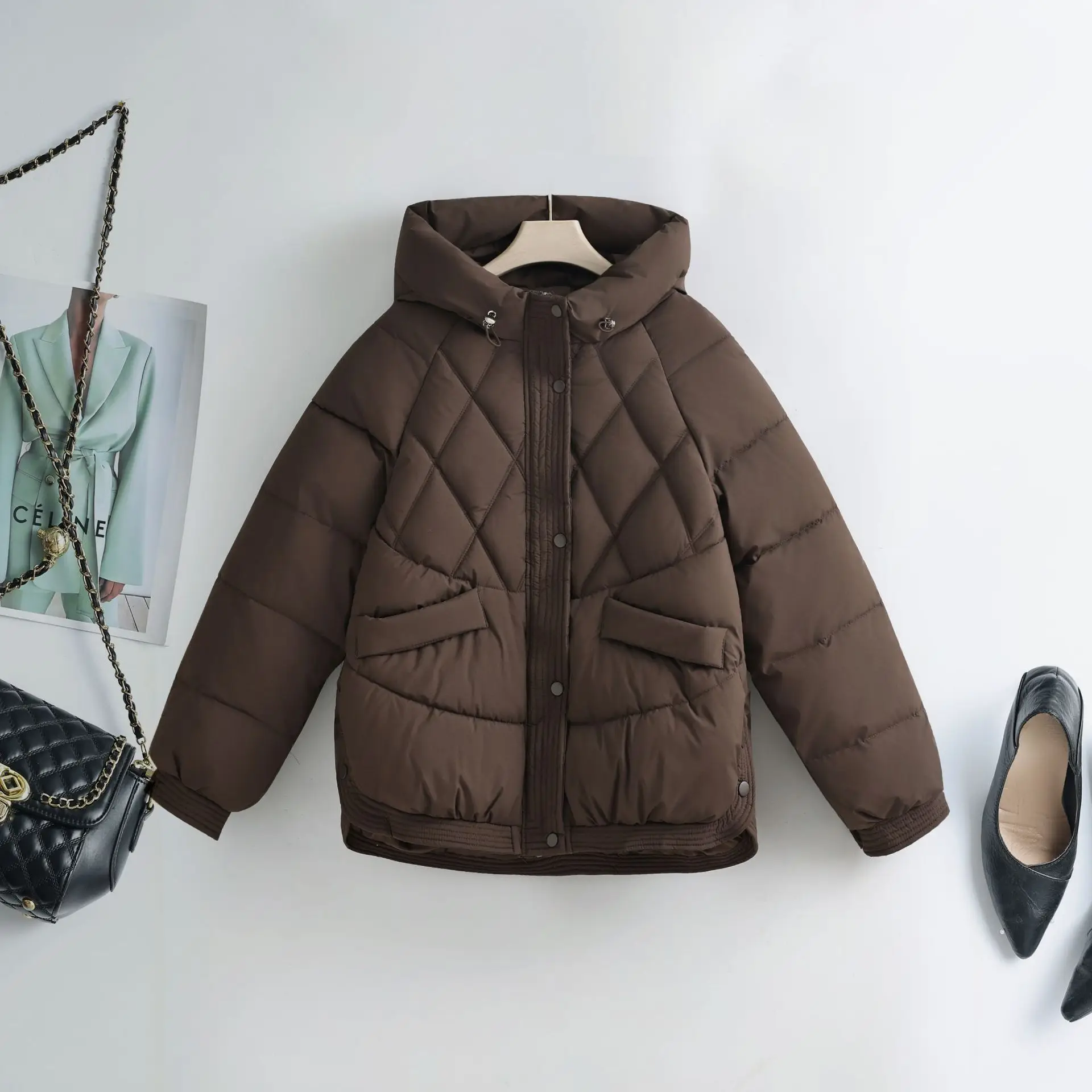 Hooded Quilted Padded Short Loose Thick Warm Casual Trendy Fashion Classic Chic New Hot Women's Winter Jacket Girls Outerwear