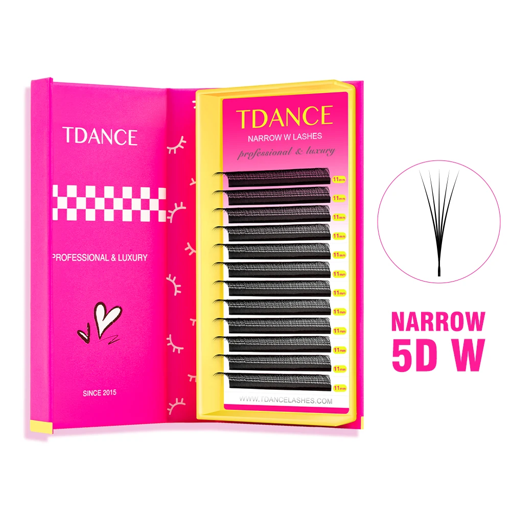 TDANCE Neue Schmale 3D 4D 5D W Wimpernverlängerung Volumenfächer 0.07 C/D Handgemachte V-Form Wimpern Natürliche Dichte Faux Mink Wimpern – Detail 9