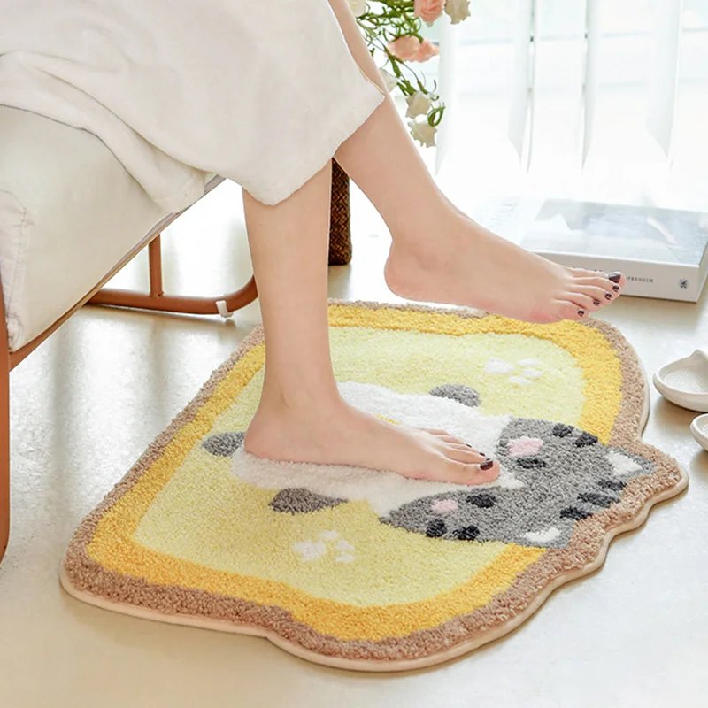 Soft Non-Slip Carpet Cute Bathroom Door Mat Soft Cute Plush Microfiber Super Absorbent Door Mat Stain-Resistant Rug 50X80Cm