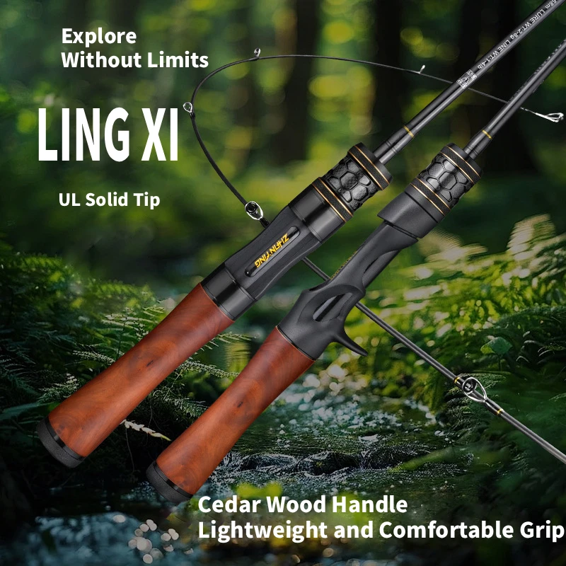 ZHANYING Ultralight Lure Rod, Spinning/Casting Rod for Stream/Finesse, Solid Tip & Ceramic Guides, Carbon Fiber Travel Trout Rod