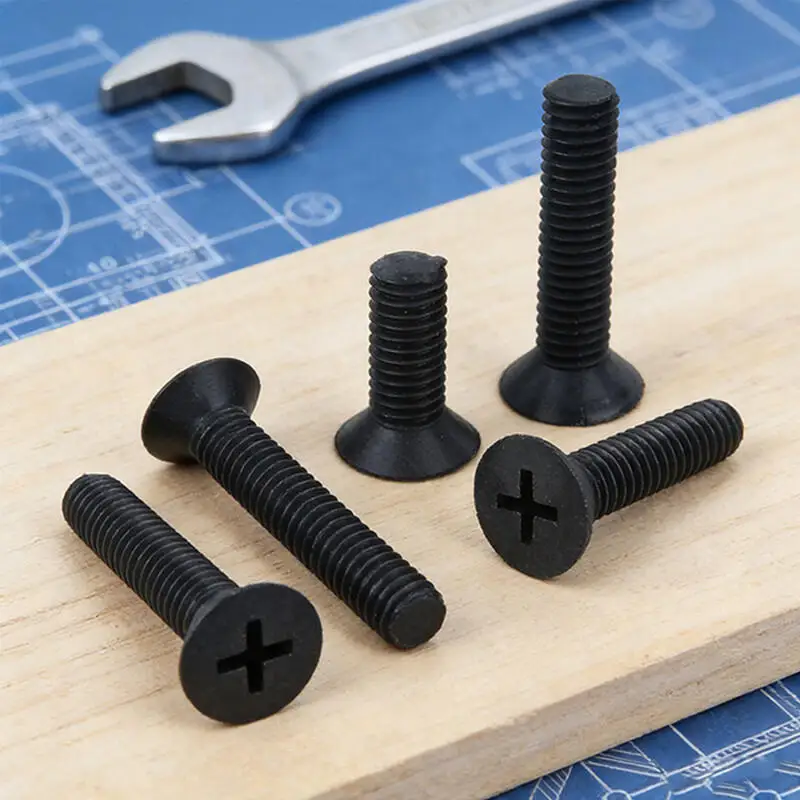100/50pcs M2.5 M3 M4 M5 M6 Plastic Black Phillips Cross Nylon Flat Head Machine Threaded Insulate Screw Countersunk Bolt