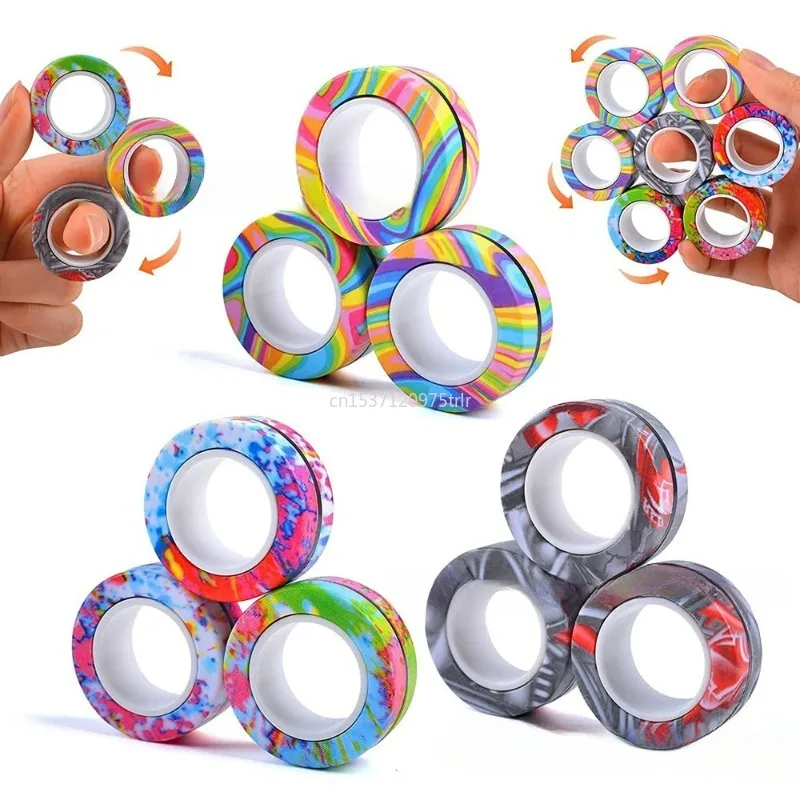 3 stks Fidget Spinner Magnetische Ring Speelgoed Vingers Magneet Ringen ADHD Stress Magisch Speelgoed voor Volwassen Kinderen Angst Fidget