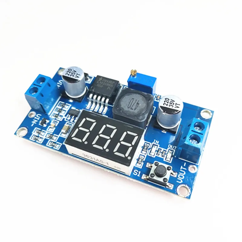 1pcs LM2596 DC 4.0~40 to 1.3-37V Adjustable Step-Down Power Module + LED Voltmeter