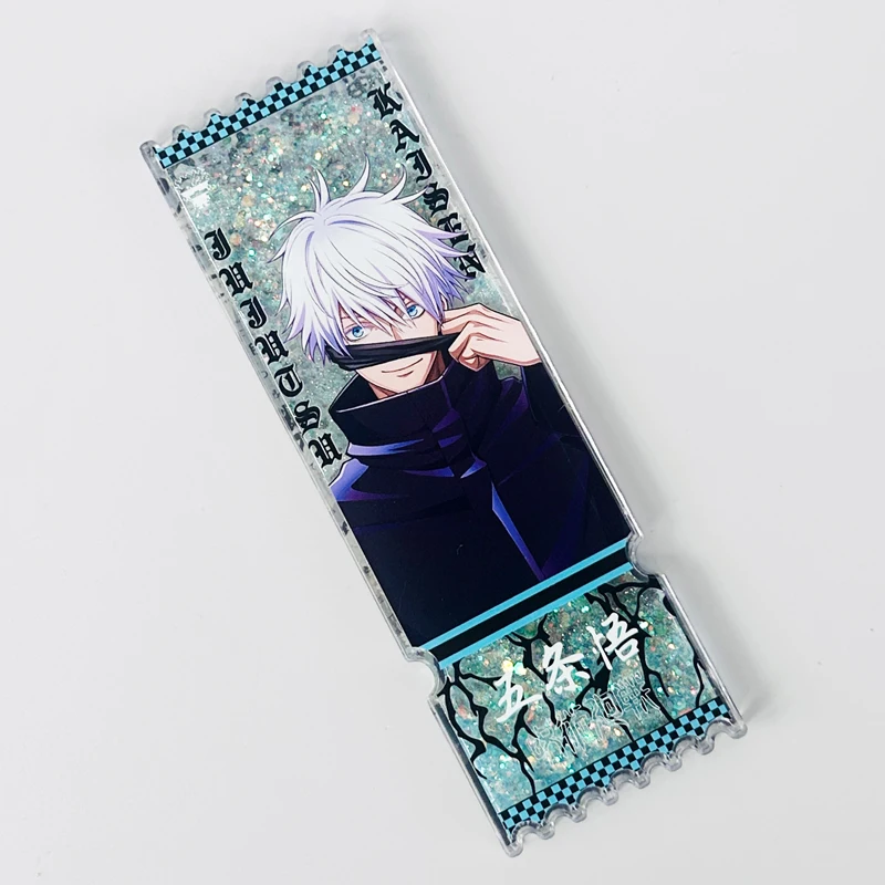 

Anime Jujutsu Kaisen Satoru Gojo Cosplay Acrylic Stub Display Quicksand Mahjong Counterfoil Souvenir Ticket Card Brick Xmas Gift