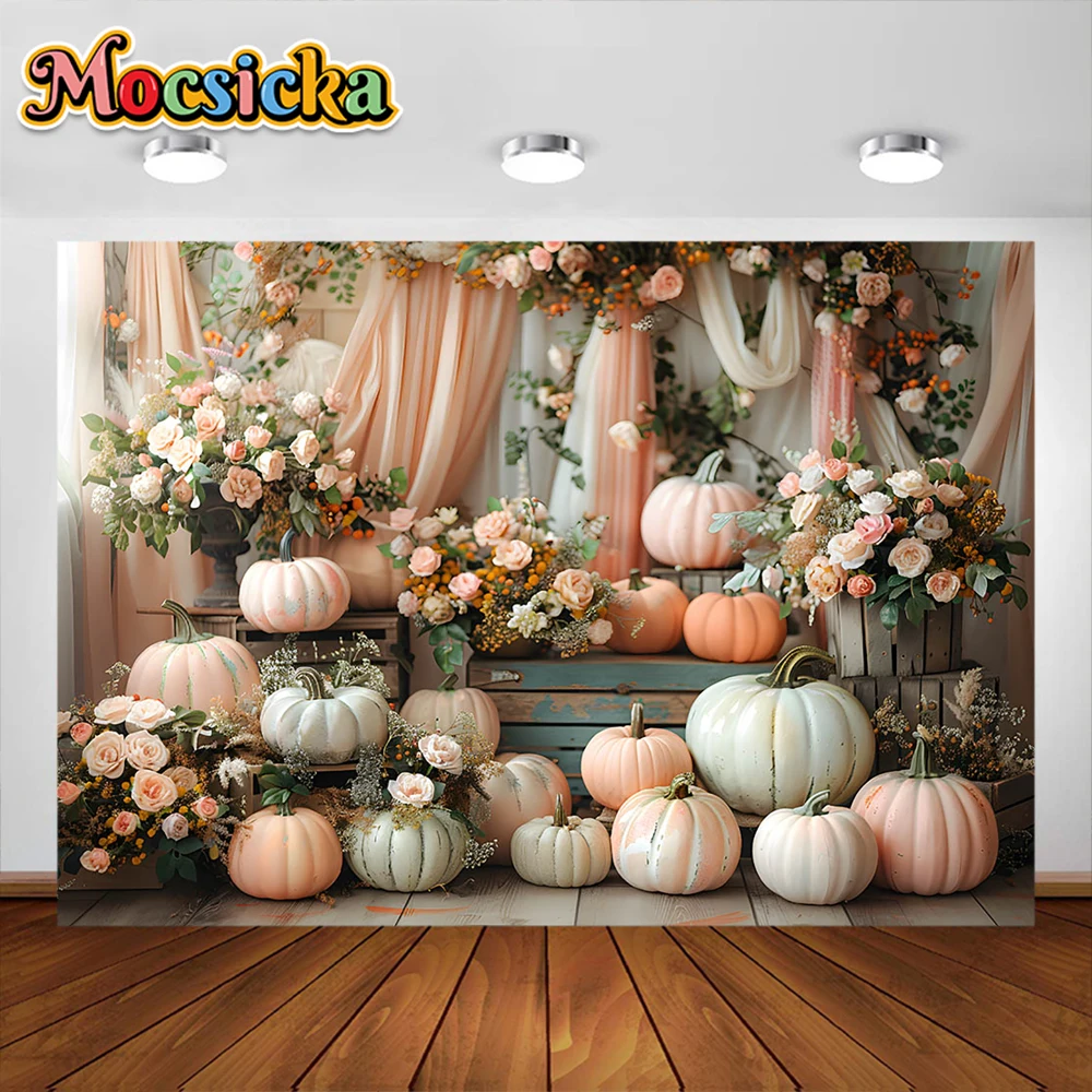 Mocsicka Photography Background  Colourful Pumpkin Kids 1st Birthday Maternity Wedding Portrait Decor Backdrop Photo Studio prop