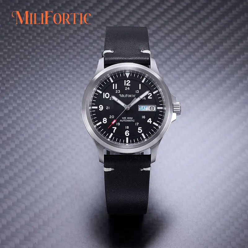 Milifortic M097 39mm المجال الساعات الرياضية الأوتوماتيكية NH36 المسمار في تاج تاريخ اليوم وظيفة الساعات الرجالية العسكرية #1