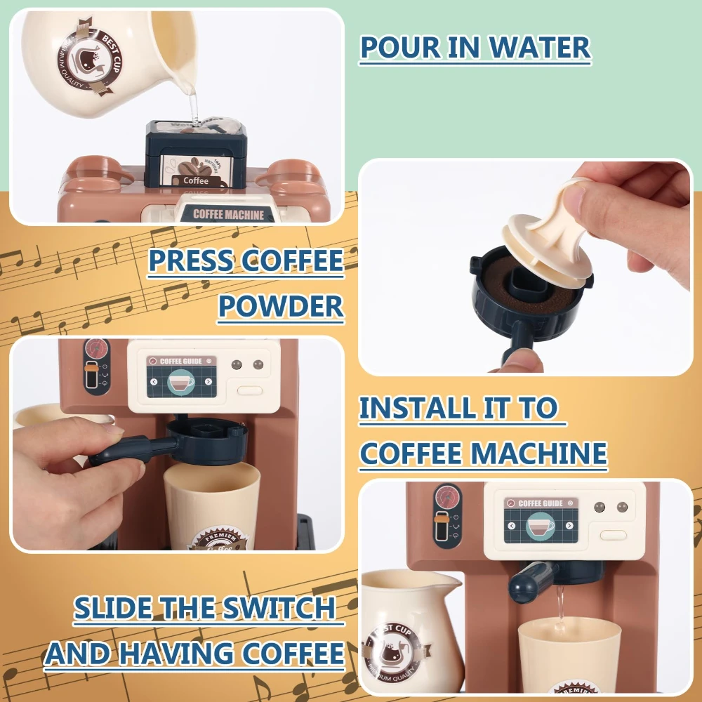 WizKidz - Coffee Maker Playset, Pretend Py Play Toy, Appareils de cuisine avec fausses lumières sonores pour garçons et filles à partir de 3 ans