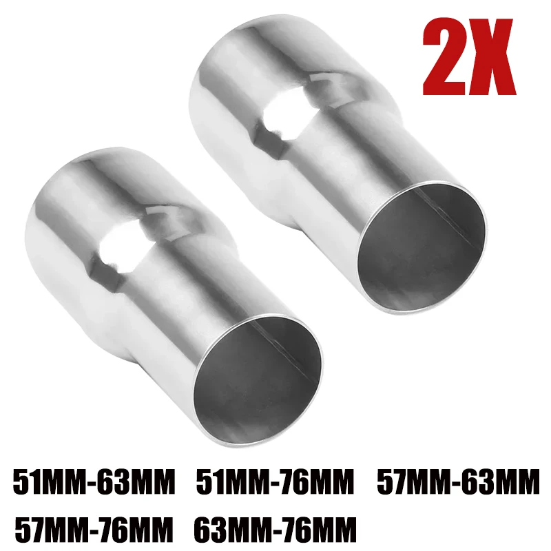 

2Pcs 51mm 63mm 57mm 76mm Universal Stainless Steel Car Motorcycle Exhaust Reducer Connector Pipe Tube Adapter Muffler Pipeline