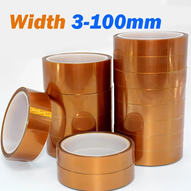 1Pcs Kapton Tape 10M Anti-Static High Temperature Heat Resistant Tape Double-sided HighTemperature Heat Resistant Polyimide Film