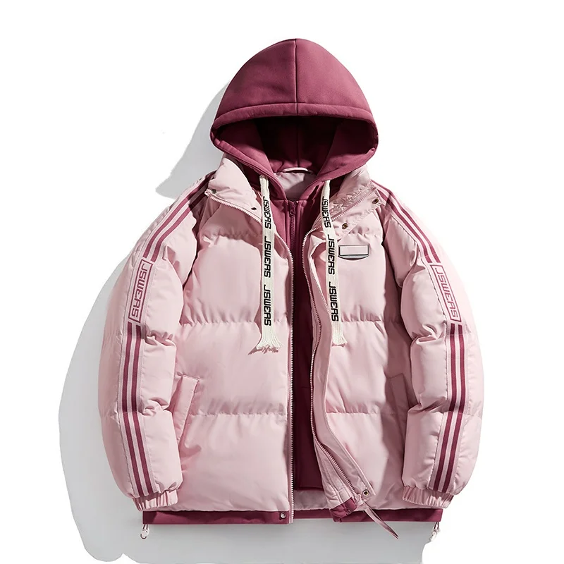 

Thiened Hooded Cotton Jaet Men Women Sle Anti Wind Fce Warmth Outerwear Youth Faion Stand Fit Long Sve Zipper