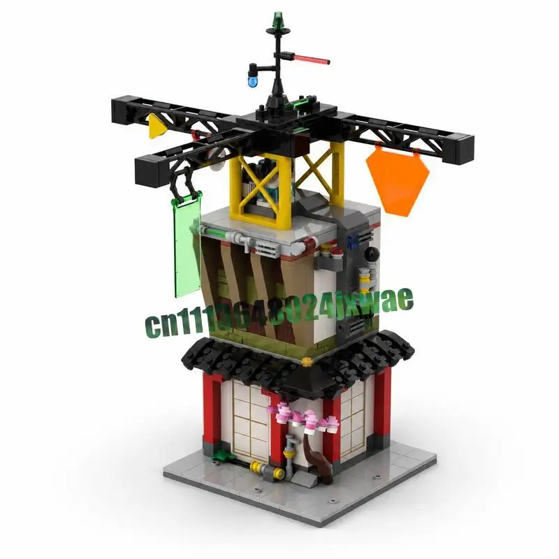 560PCS Modular Cyberpunk Tea House MOC Model Custom Puzzle Architecture DIY Assembly Educational Building Blocks Display Gifts