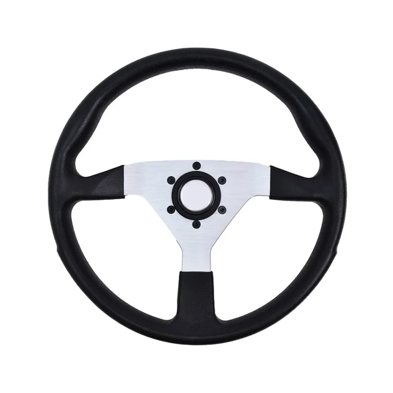 High Quality 350MM 14 Inch Flat Racing Steering Wheels Black Spoke Leather 6 Holes Modified Steering Wheel For Simulation Game