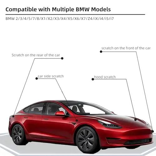 Ultra Red (PR01) Car Paint Touch Up Pen Compatible with Tesla,2-In-1 Color Accurate Touch Up Car Scratch Repair Paint Match Tesl