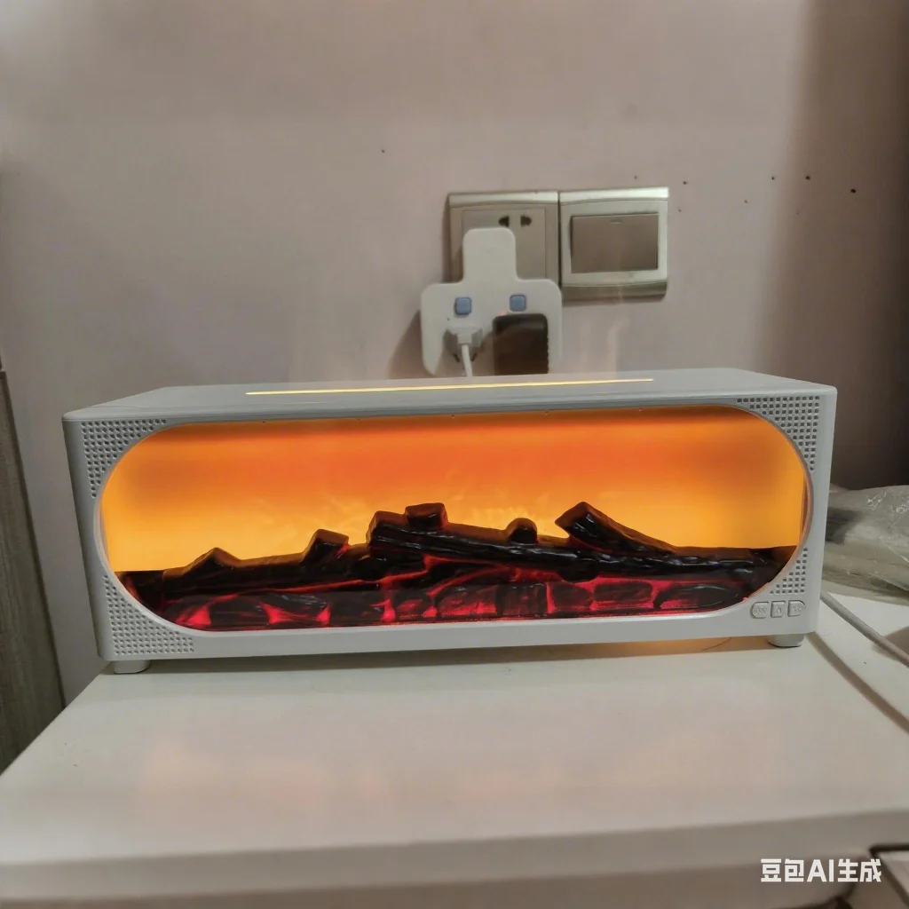 3D Simulation Flame Ambient Light Bluetooth Speaker Air Humidifier Small Household Fireplace Aromatherapy Machine for Relaxation