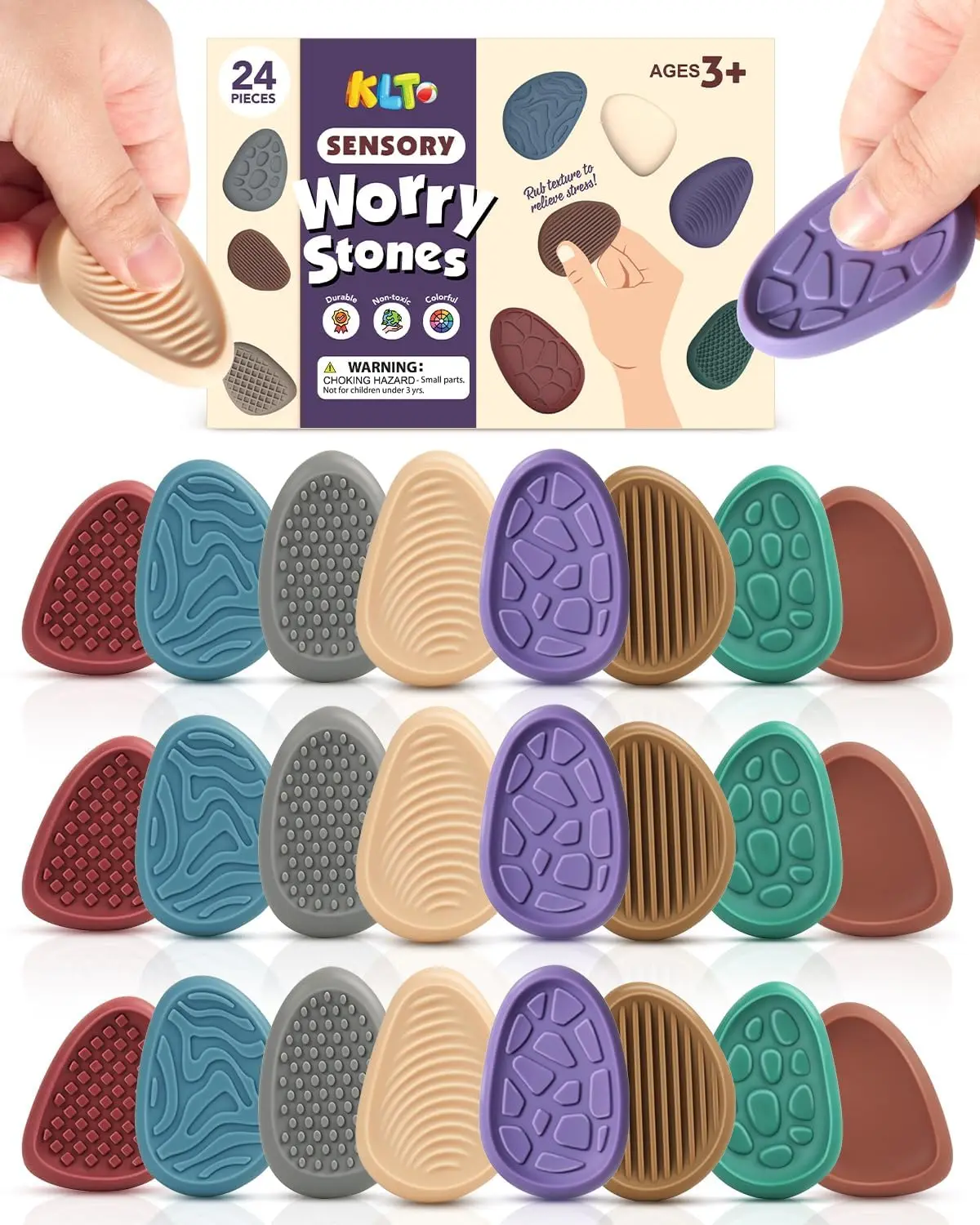 

Набор из 24 сенсорных камней для снятия стресса, успокаивающие игрушки-антистресс для взрослых и детей