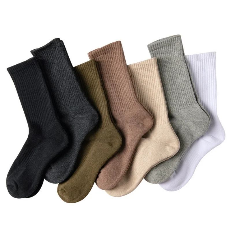 Fashion 100% Cotton High tube white black socks sports socks Towel bottom socks soft comfortable men\'s socks color socks for men