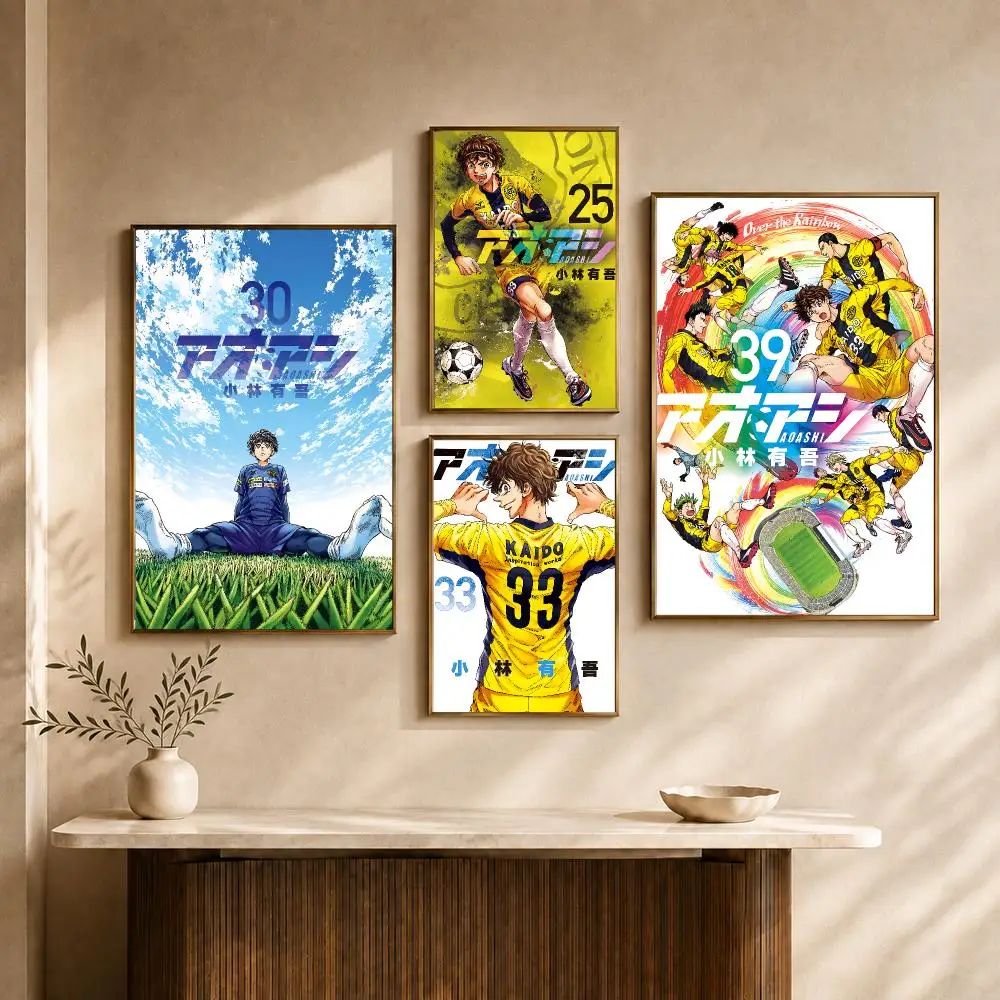 Anime Ao Ashi Soccer Sports Poster PP Decorative Poster Water-Resistant Print Apartment Dorm Office Cafe Gift