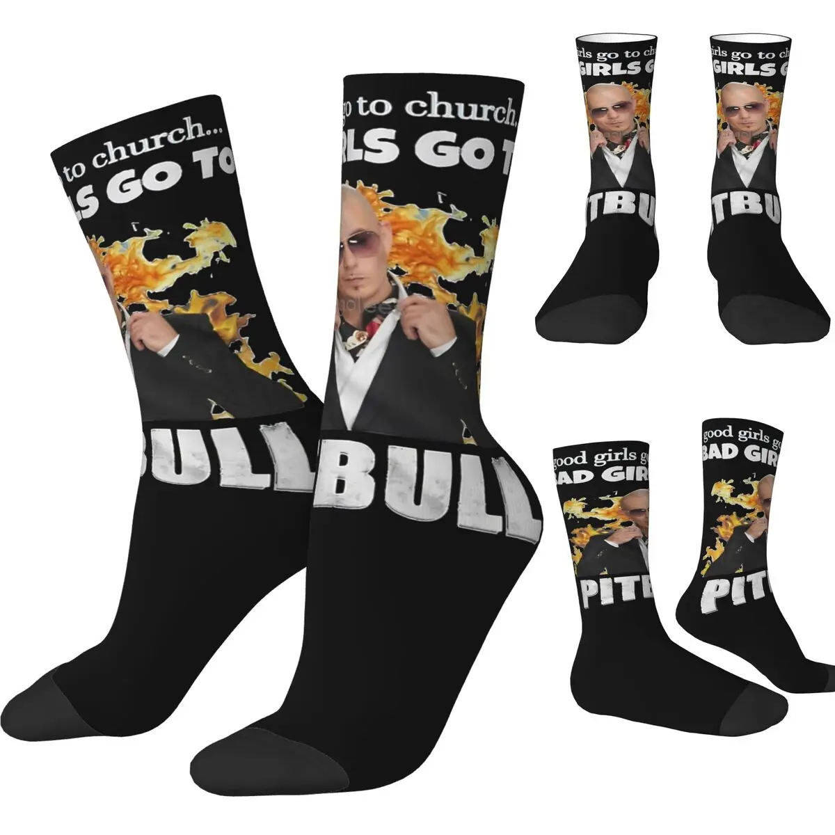 Pitbull Mr Worldwide Socks Autumn Stockings Fashion Unisex Men Soft Breathable Socks Design Cycling Anti-Slip Socks