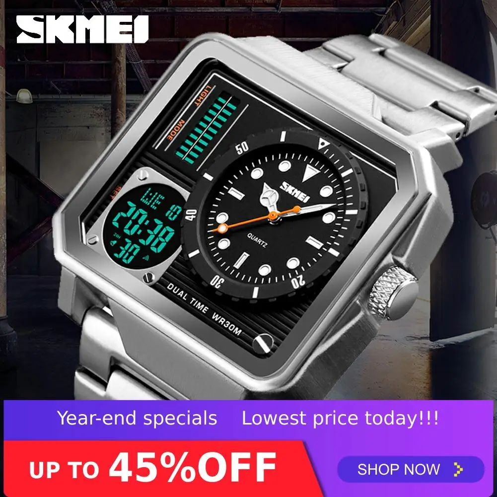 SKMEI Digital Electronic Stainless Steel Men Watch Strap Watches Day Date Display Personality Alarm Relogio Masculino Cool 1392