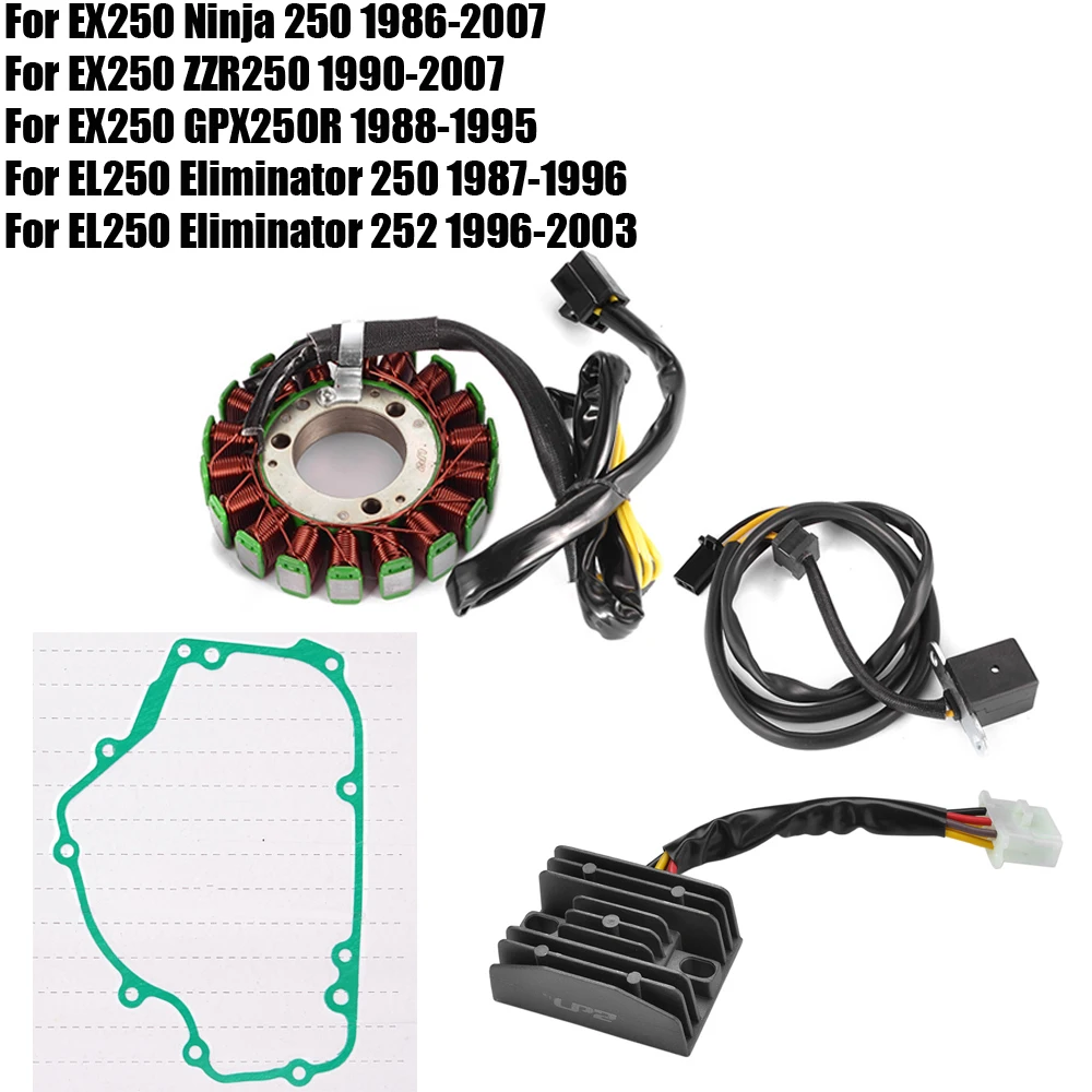 

Stator Coil Gasket Rectifier For Kawasaki EL250 Eliminator 250 LX 252 EX250 Ninja 250 ZZR250 GPX250R