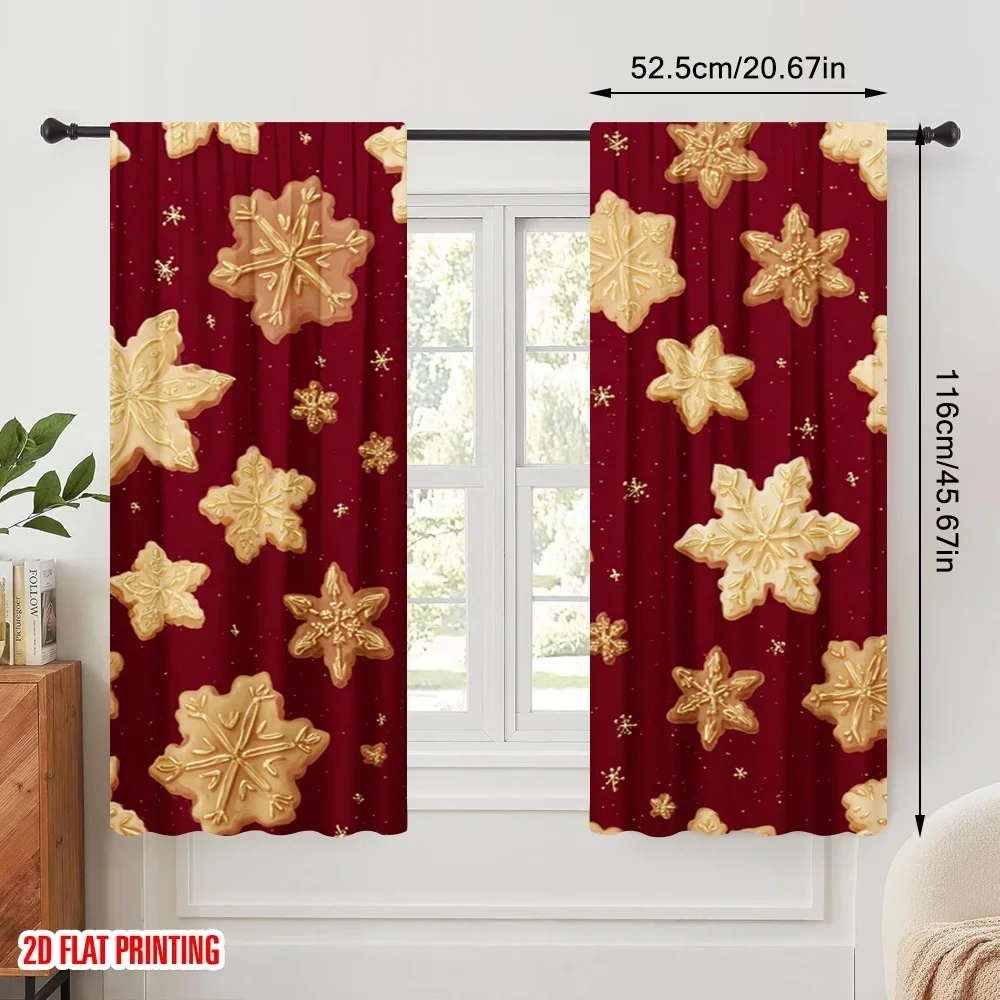 2pcs,2D plane printing Curtains&Window Treatment a_pattern_of_large_snowflake-shaped (2) Polyester (without rod) Outdoor
