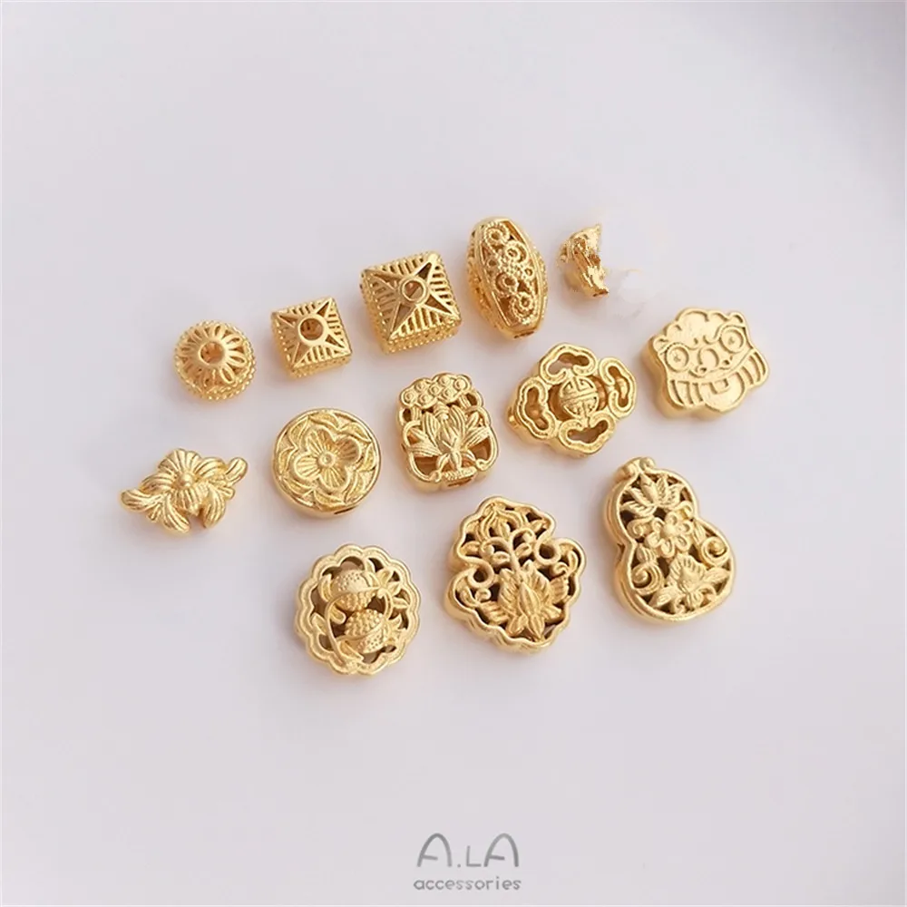 Shajin flat circular barrel shaped lion gourd separated by beads Lutong pendant manual DIY jewelry with beads accessories