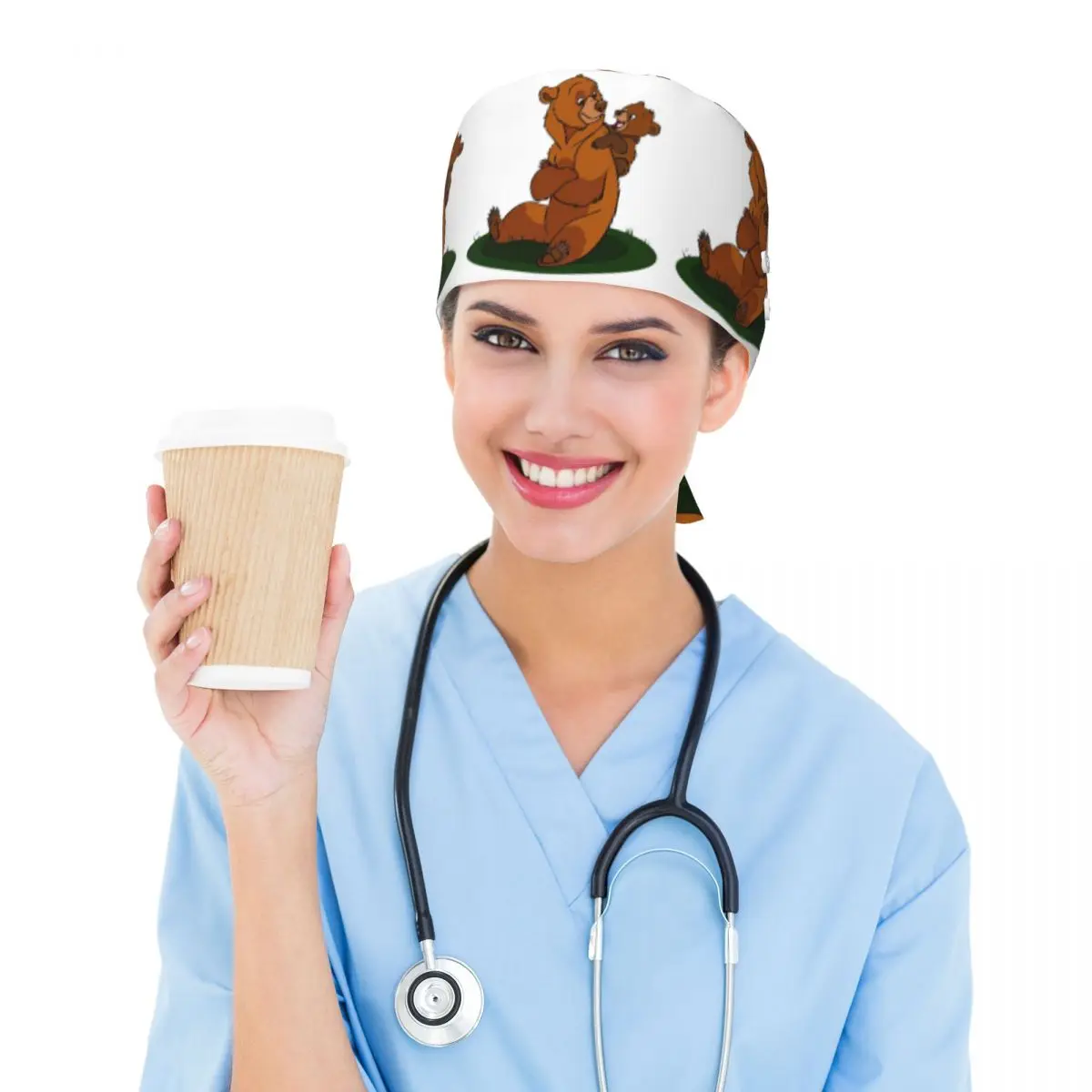 Chapeau de travail unisexe réglable pour infirmiers et dentistes, modèle Brother Bear, idéal pour les chirurgiens