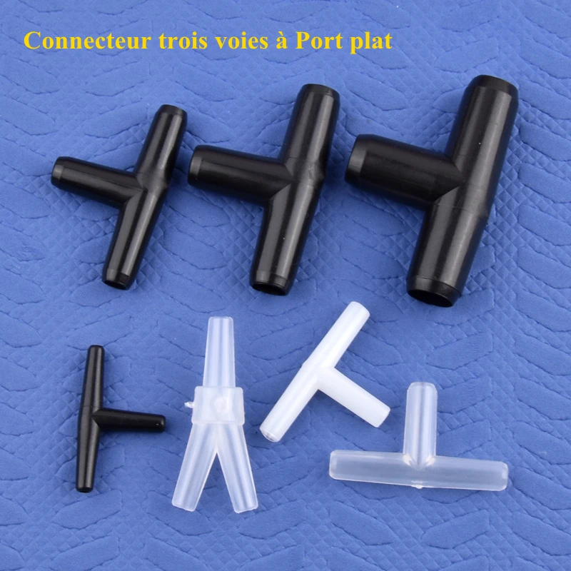 Connecteur en T à bouche plate de 3 à 10mm, Joint trachéal d'aquarium, connecteurs de tuyau de pompe à Air, Joints de Tube d'eau en plastique, diamètre égal à 3 voies