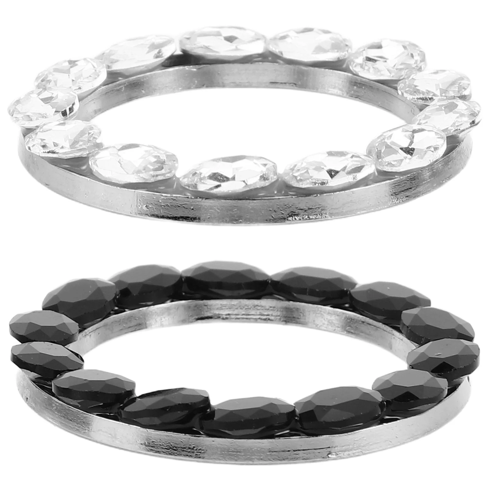 

2Pcs Push Start Stop Button Cover Black White Rhinestone Crystal Car Ignition Starter Ring Bling Automotive Decoration