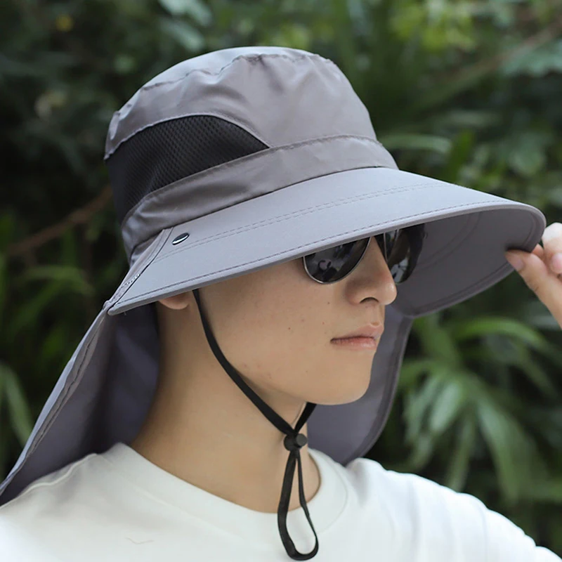 Summer Sun Hats UV Protection Outdoor Hunting Fishing Cap for Men Hiking Camping Visor Bucket Hat Removable Fisherman Hat