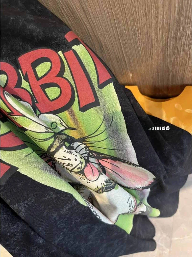 Tamanho grande 300 Pou verão tie dye een coelho dos desenhos animados solto feminino ort Sve camiseta coreano sle algodão umidade wic...