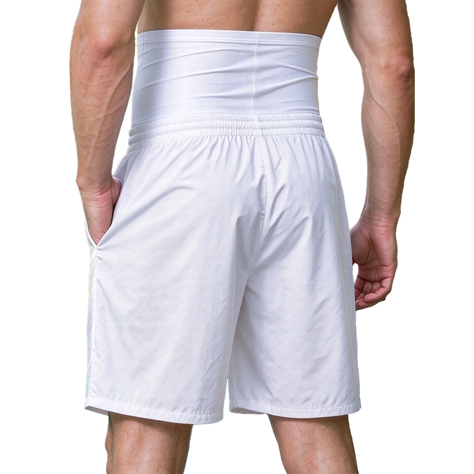 Mens Swim Trunks High Waist Tummy Control Shorts Drawstring Quick Dry Board Shorts Bathing Suit for Beach Surfing Sports Workout