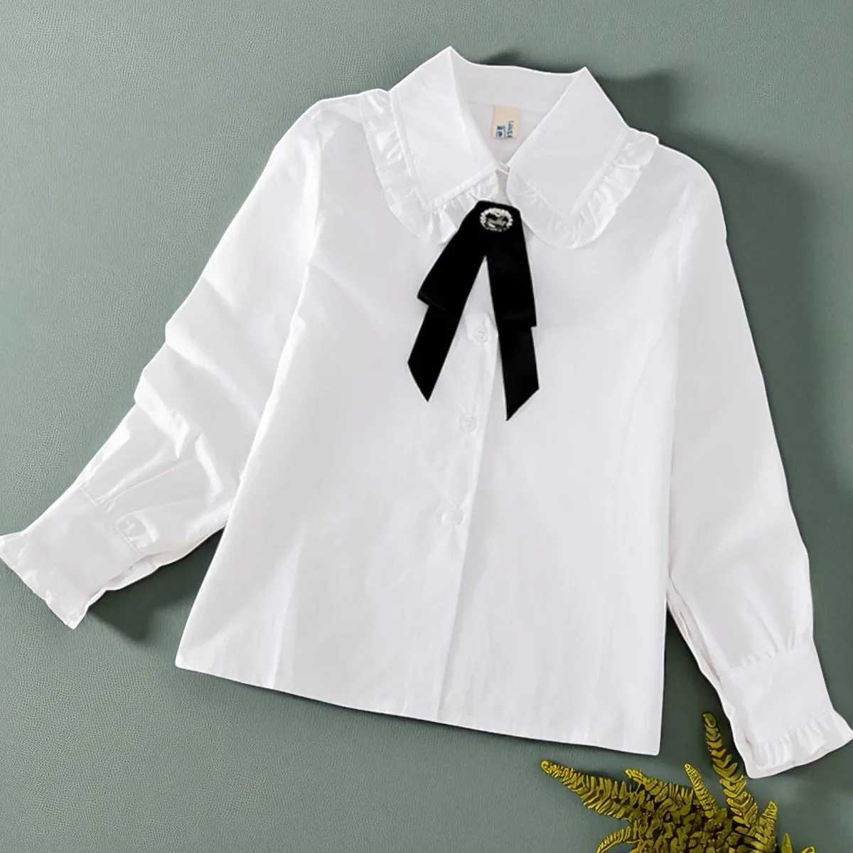 

Girls Blouses Spring Autumn Long Sleeve Preppy Style Kids White Shirts Cotton Girls Clothes School Uniform Vestidos 6 8 10 Years