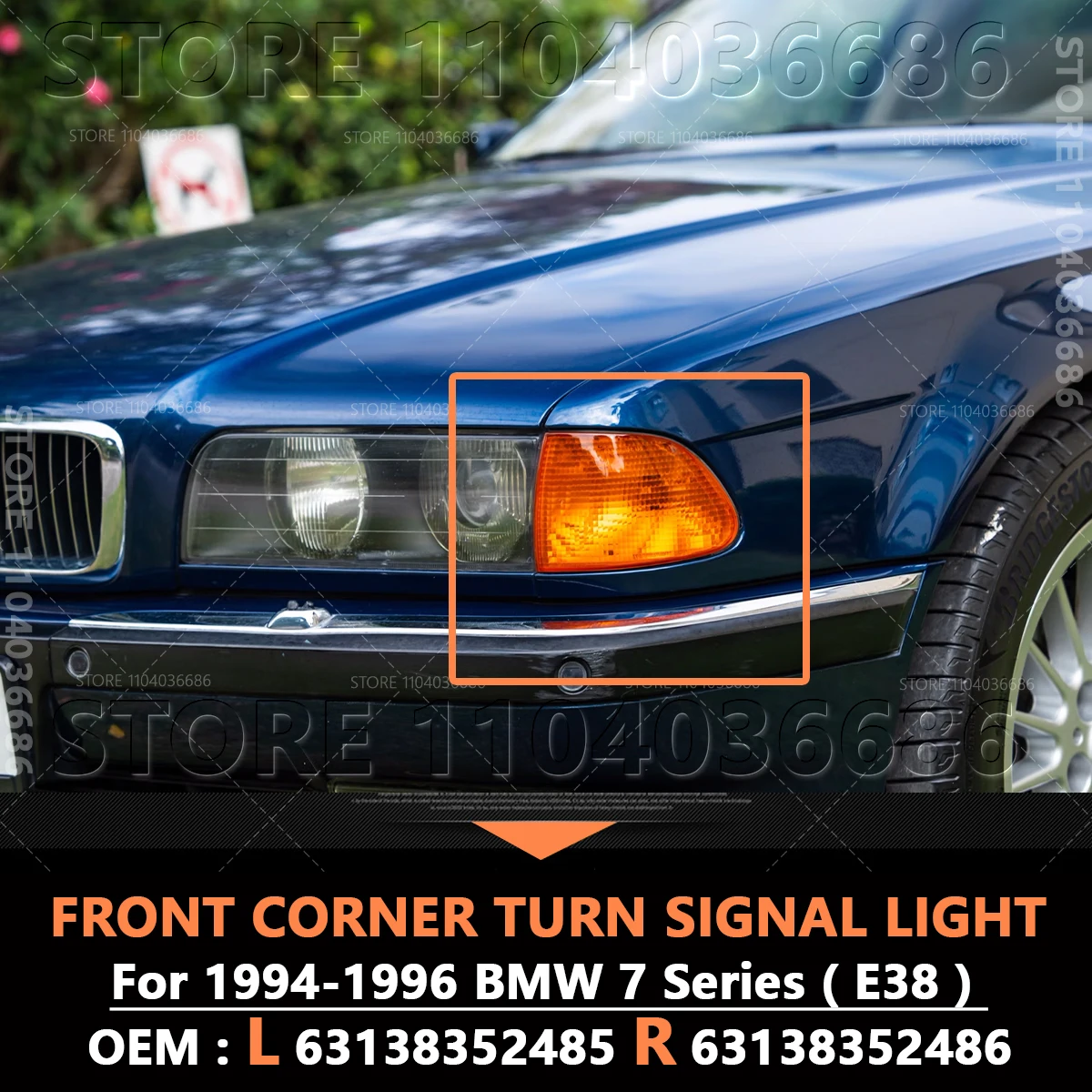 

For 1994-1996 E38 BMW 7 Series Front Corner Turn Signal Light (Without Bulb) 63138352485 63138352486 82199402989 82199402990