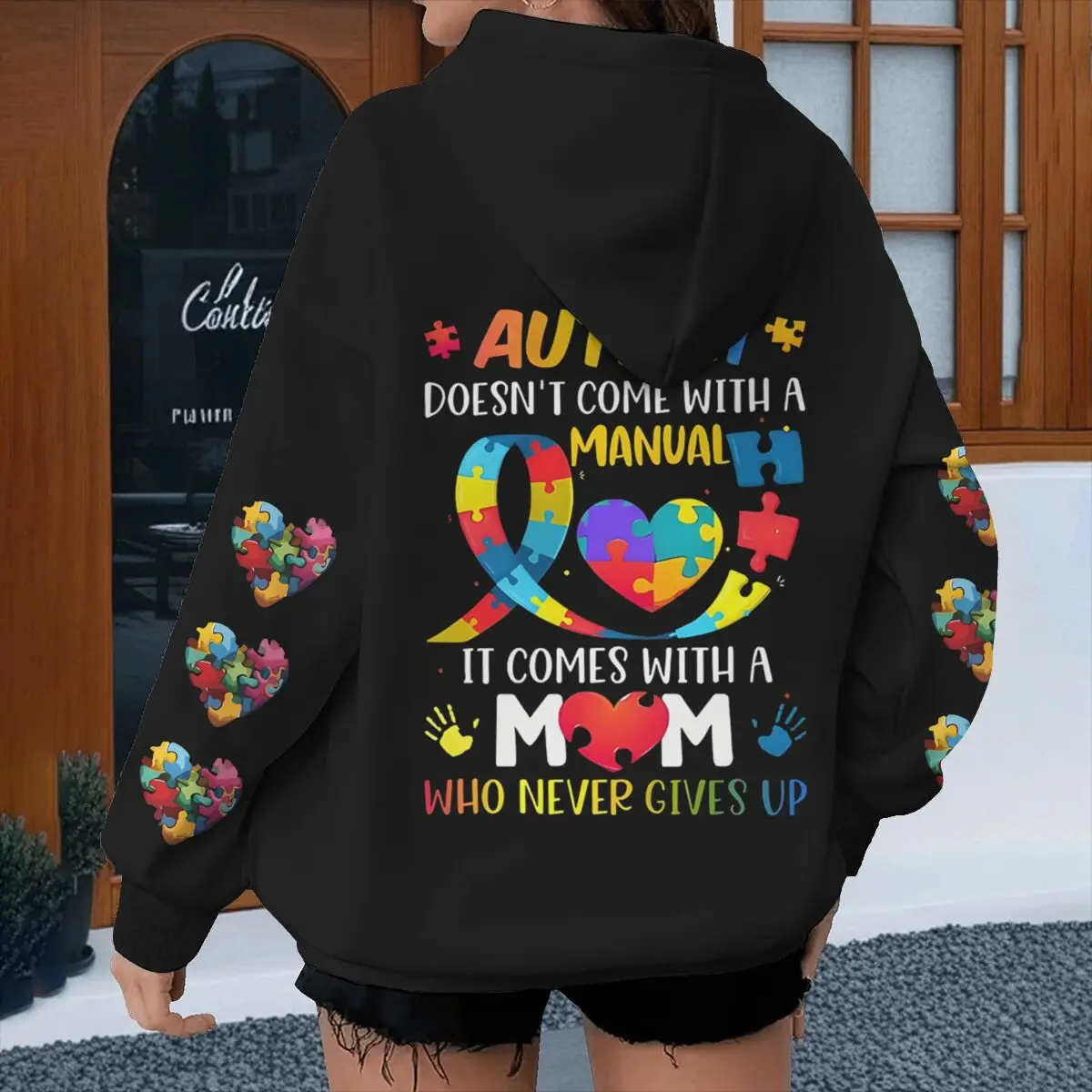 

Women's Autism Print Hoodies Fun Mother Birthday Casual Design Streetwear Autism Awareness Fashion Hoody