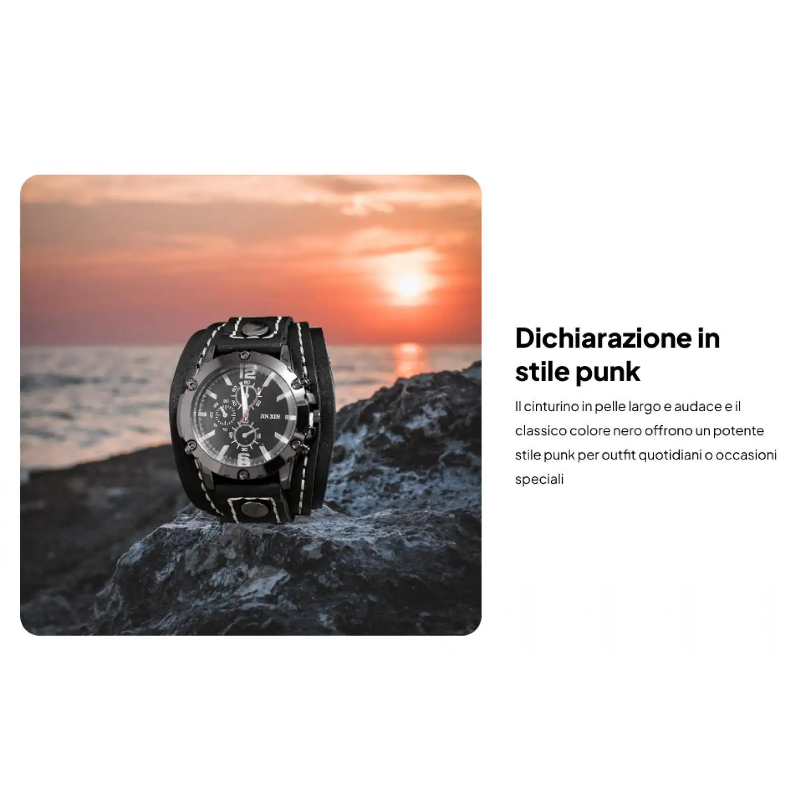 Men Wristwatch Male Watch Bangles Wide Leather Strap Comfortable for Male