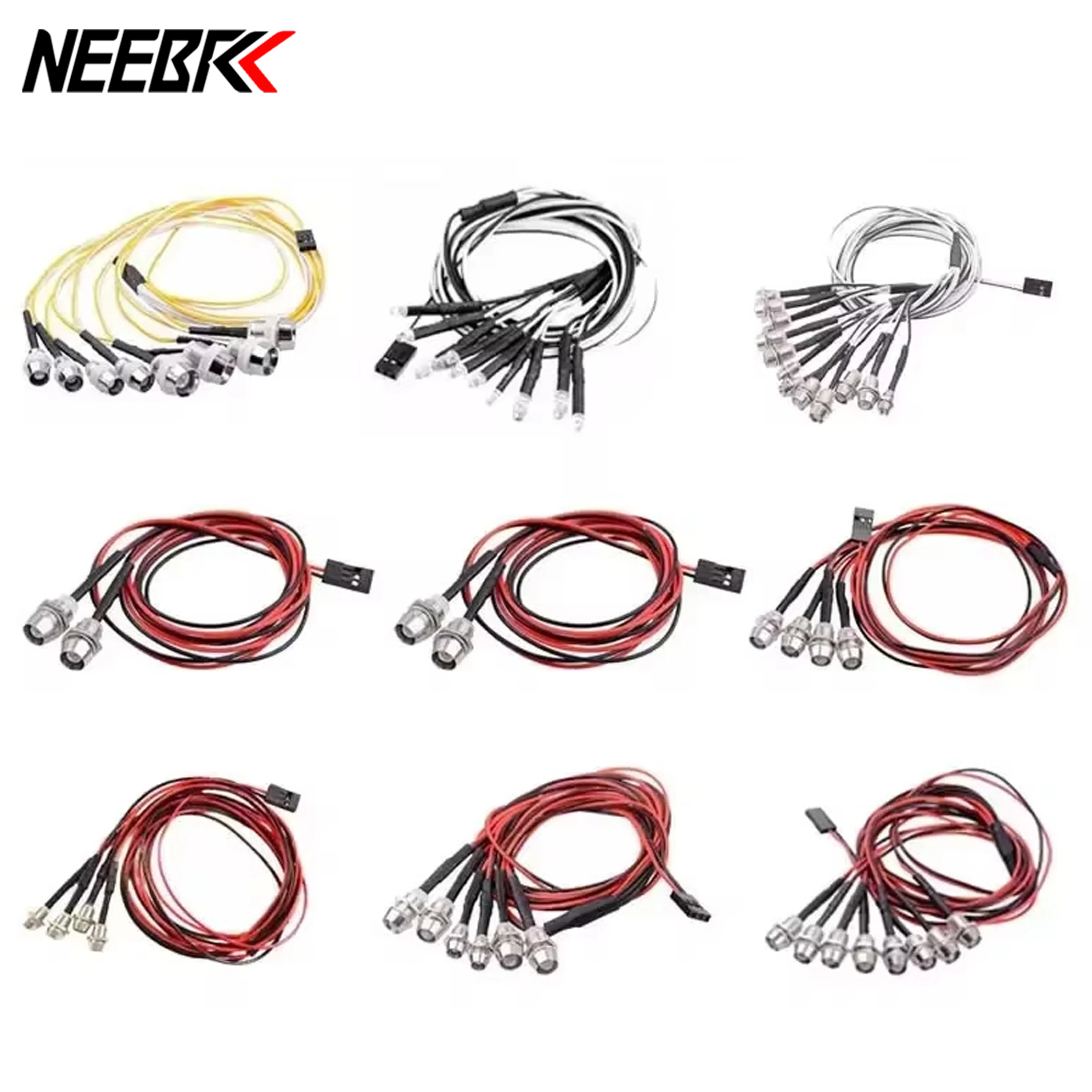 3/5/8/10mm RC LED Light Kit Headlight Taillight Set for 1/10 1/8 1/12 RC Car Crawler Drift Truck TRAXXAS HSP HPI MN99 MN90 Parts