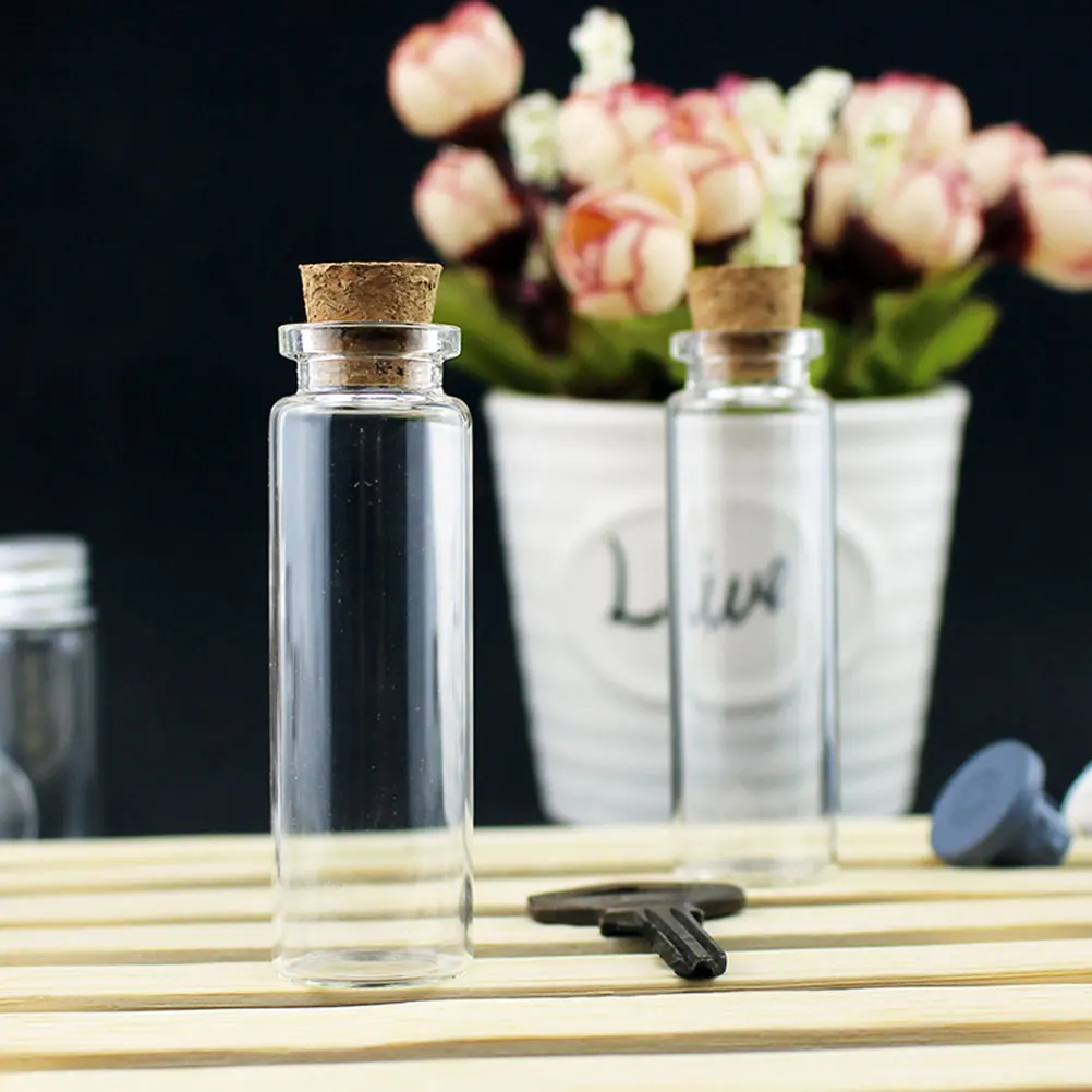 

Fetal Hair Baby Teeth Collection Bottles Mini Glass Jars with Cork Lids Wishing Craft DIY Art Clear Storage Decorative Vials