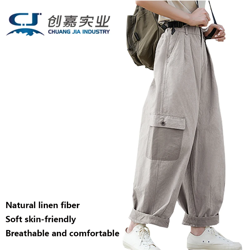 High-quality Linen Women's Pants Spring and Autumn Travel Outdoor Casual Sports Pants Relaxed Absorbent Sweat Breathable