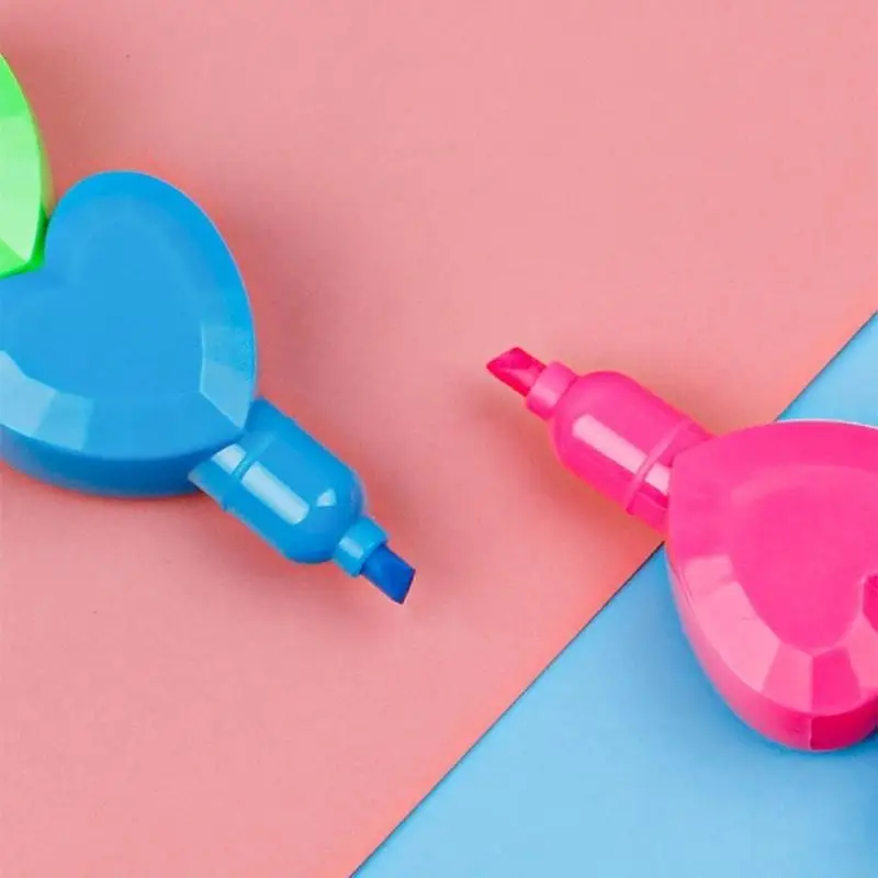 

652F 7 Colors Marker Pens Set Heart-shape Design Building Blocks Highlighters Total Length 8'' for Kids Xmas Party Gifts