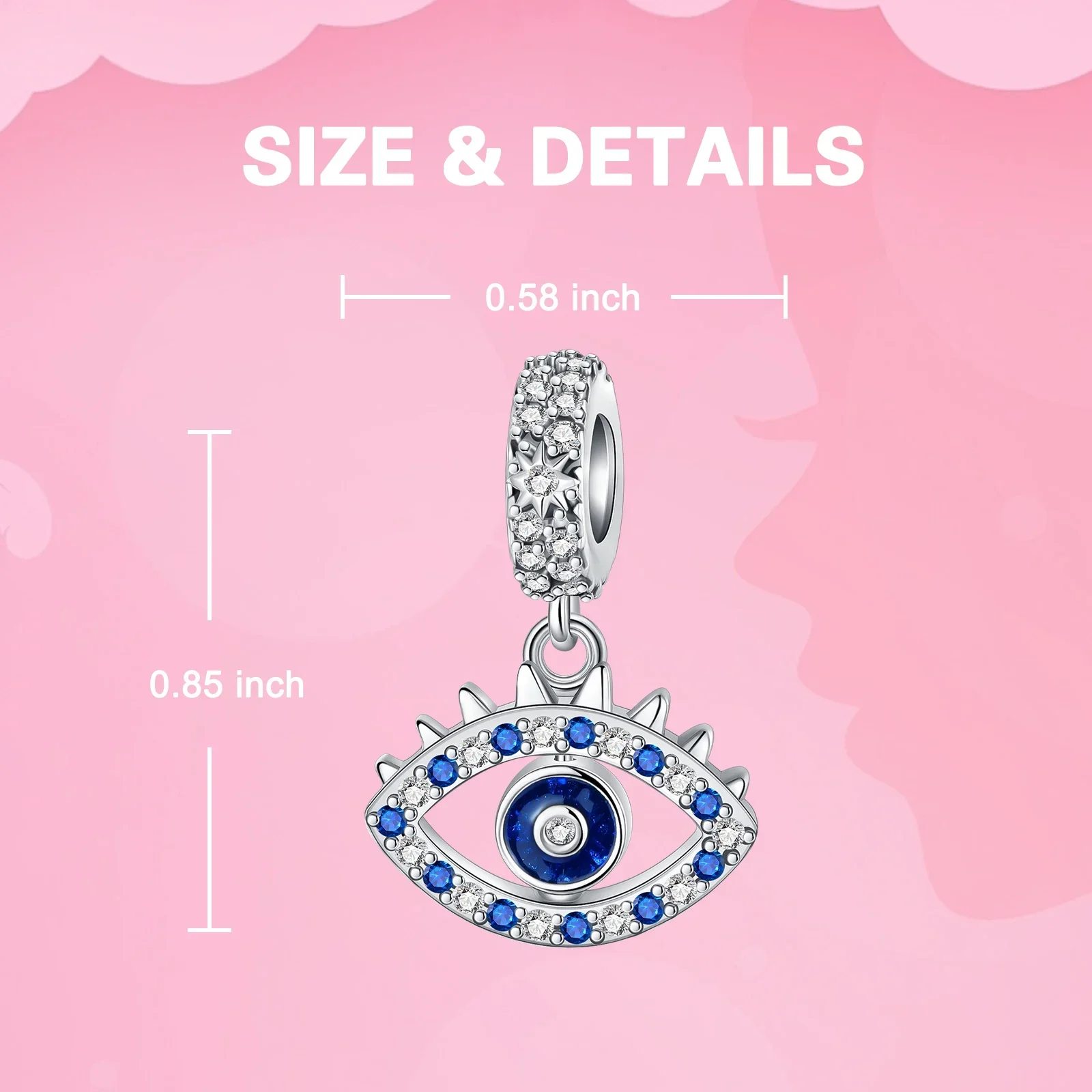 الخرز الفضي الإسترليني سحر القلب ، عين الشيطان ، الصليب ، تناسب سوار الباندورا الأصلي ، قلادة ديي ، المجوهرات النسائية