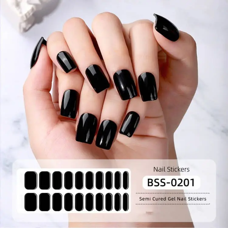 20Tips/Sheet Self Press Semi-Cured Gel Nagelstickers Gel Polish Strips Glanzende Beauty Nail Manicure Decoraties Druk Op Nagel