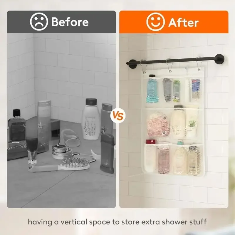 Bathroom Mesh Shower Storage Rack Hanging Toilet Storage Mesh Bag Mesh Bathroom Items Sorting Storage Hanging Bag