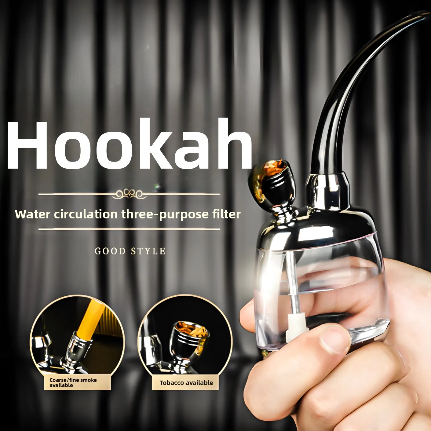 High Quality Business Portable Water Smoking Pipe with Bent Type Handmade Smoking Accessories Glass Hookah Cigarette Filter