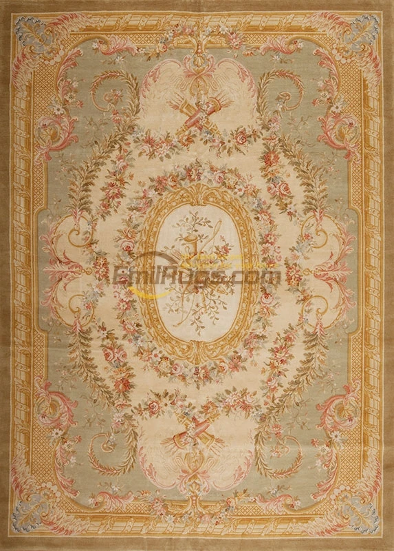 Thick And Plush Handknotted Savonnerie Neo Classic Design Rug Woven Runner Rugs Vintage Modernism Natural Sheep Wool